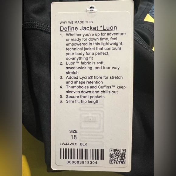 NWT Lululemon Define Jacket Black Luon - Picture 7 of 8